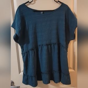 SHEIN Teal Textured Blouse